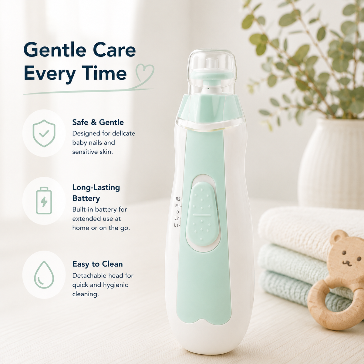 Gentle & safe — perfect for tiny nails