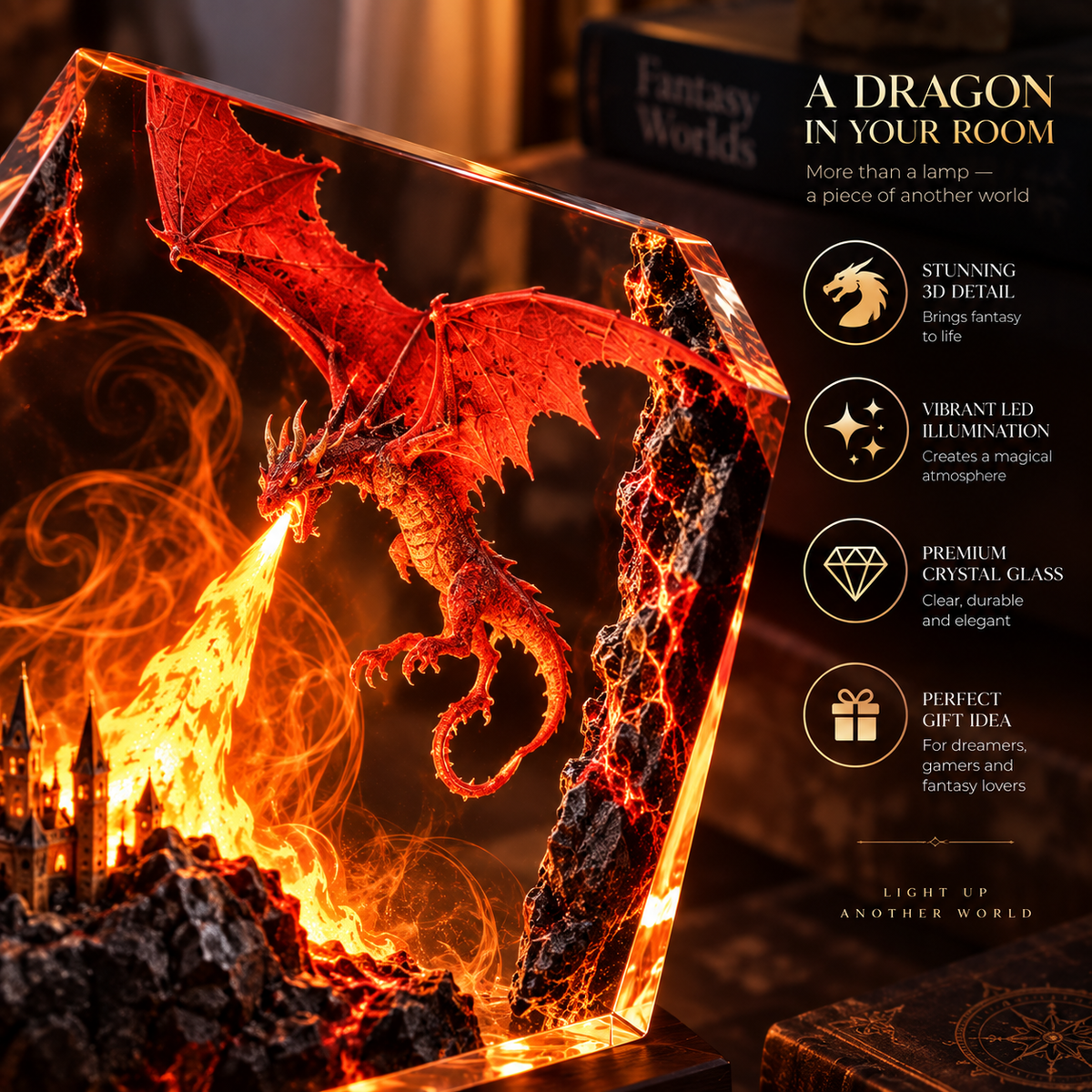 Fire Dragon Halloween Lamp By